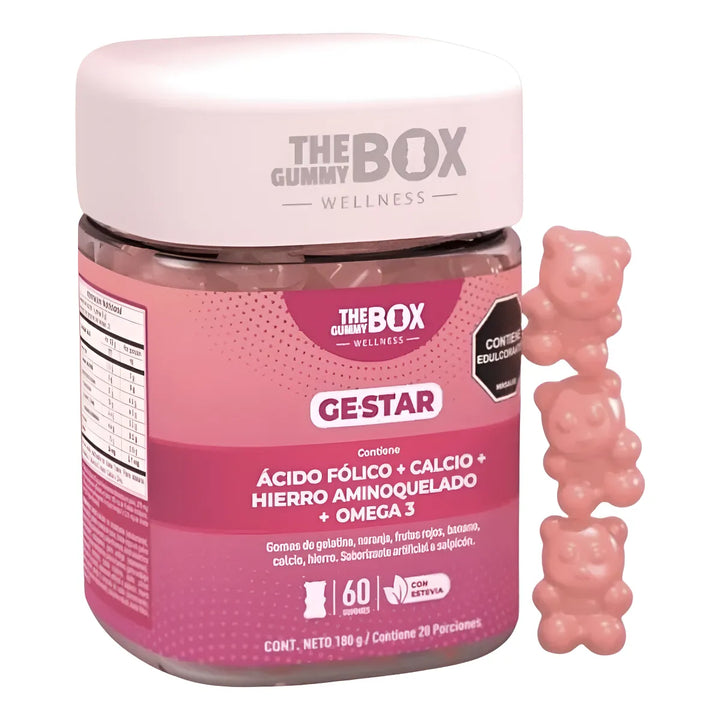 Gomitas Gestar The Gummy Box X 60 Con Ácido Fólico Hierro Calcio Y Omega 3 Complemento Nutricional Para Gestación Sin Azúcar - Imagen 1