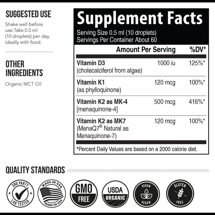 Vitamina K2 Mk7 Mk4 Con Coefactor K1 Y Vitamina D3 620 Mcg D - Imagen 6