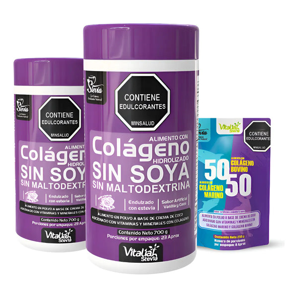Combo X2 Colágeno Hidrolizado Vainilla Vitaliah + 50/50 250g - Imagen 1