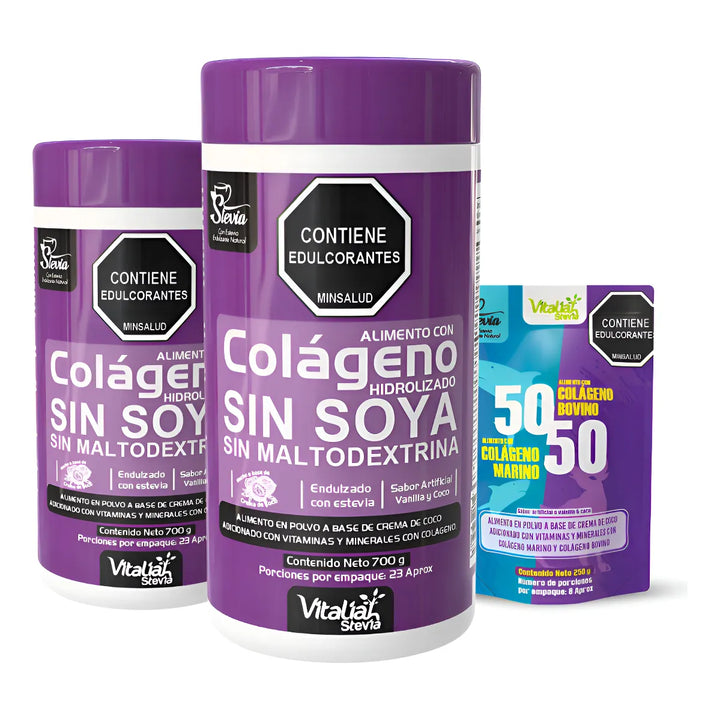 Combo X2 Colágeno Hidrolizado Vainilla Vitaliah + 50/50 250g - Imagen 1