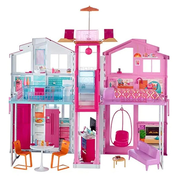 Casa De Barbie 3 Pisos Con Sombrilla Emergente Multicolor Juego Creativo