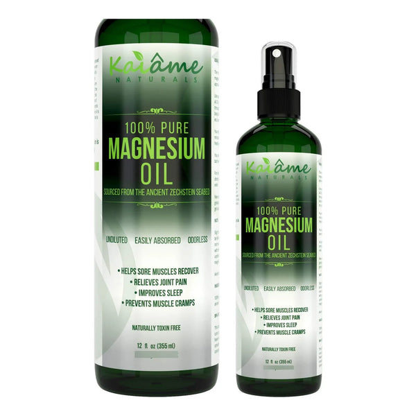 Aceite De Magnesio Spray Puro Orgánico 12 Oz Extraído De Zechstein Seabed Con Botella De Viaje
