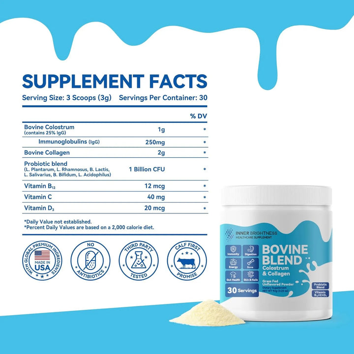 Calostro Bovino Colágeno En Polvo Salud Intestinal Apoyo Inm - Imagen 6