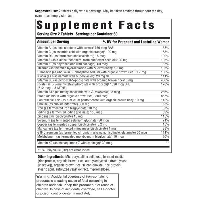 Multivitamínico Prenatal Postnatal Para Mamás Y Bebés 120 Ta - Imagen 2