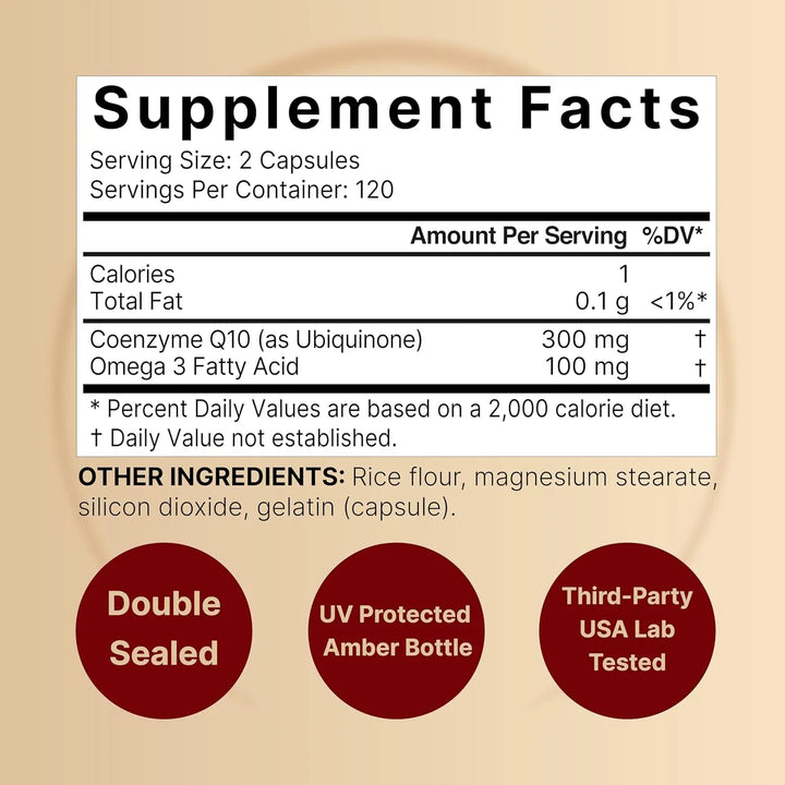 Coq10 300 Mg Omega 3 240 Cápsulas Alta Absorción Salud Cardí - Imagen 2
