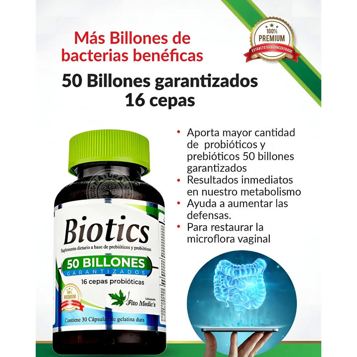Probióticos Biotics 50billones Sin Sabor - Imagen 2