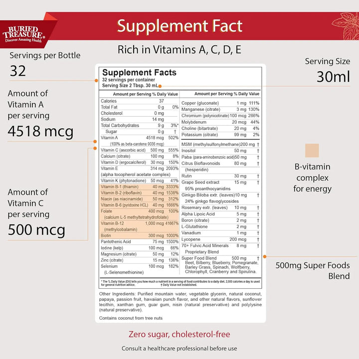 Vitaminas Minerales Hierbas Antioxidantes Líquido 946 Milili - Imagen 2