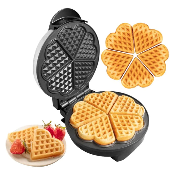 Waflera Corazones Industrial Antiadherente 5 Waffles Ideal Para Regalos