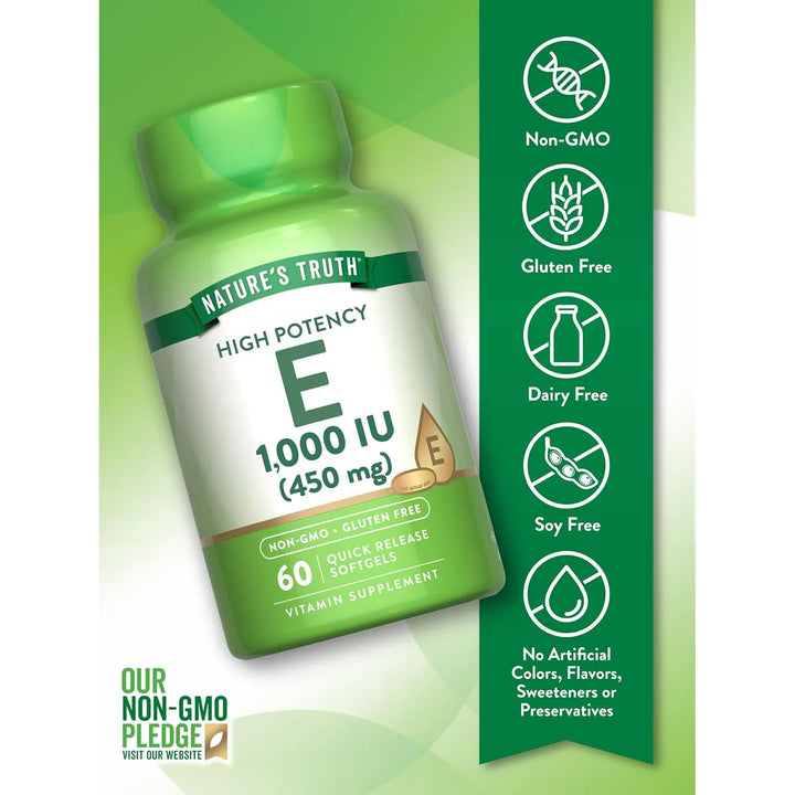 Cápsulas Suaves Vitamina E 1000 Ui 60 Unidades Alta Potencia - Imagen 3