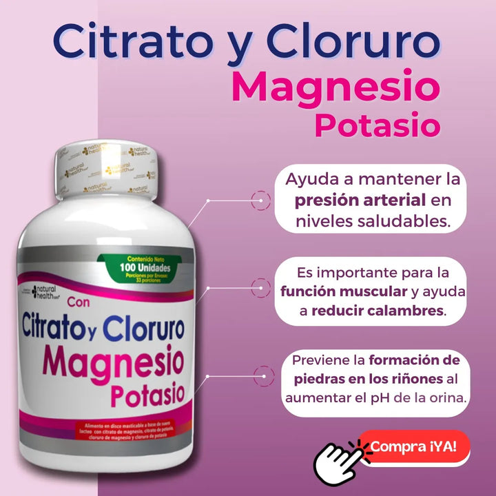 Magnesio Citrato Cloruro Magnesio Potasio Ansiedad Presion Arterial Fatiga Cansancio Articulaciones Estres Dormir Metabolismo Calambres Alta Absorcion Sin Sabor - Imagen 7