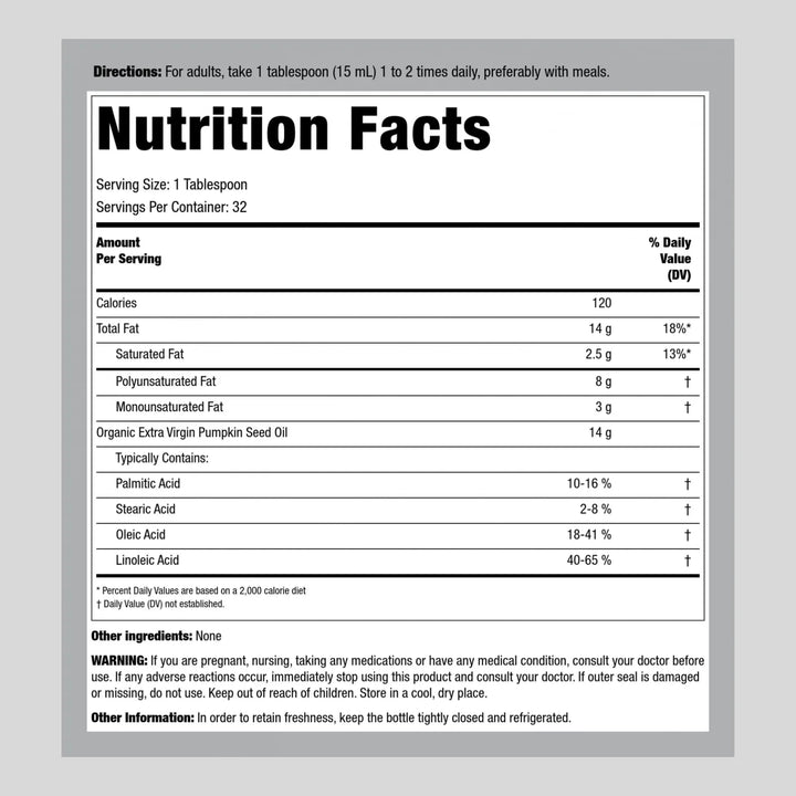 Aceite De Semilla De Calabaza Orgánico Prensado En Frío 473 - Imagen 2