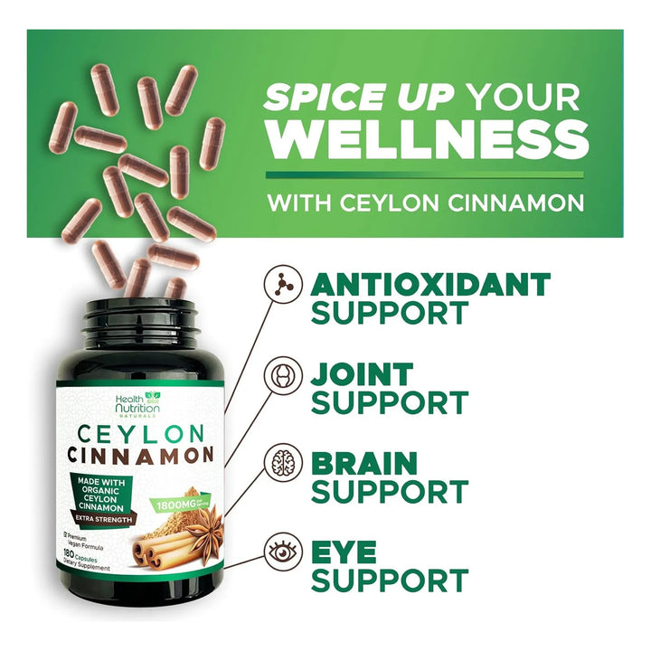 Cápsulas De Canela Orgánica 1800 Mg Pura De Ceilán Antioxida - Imagen 5