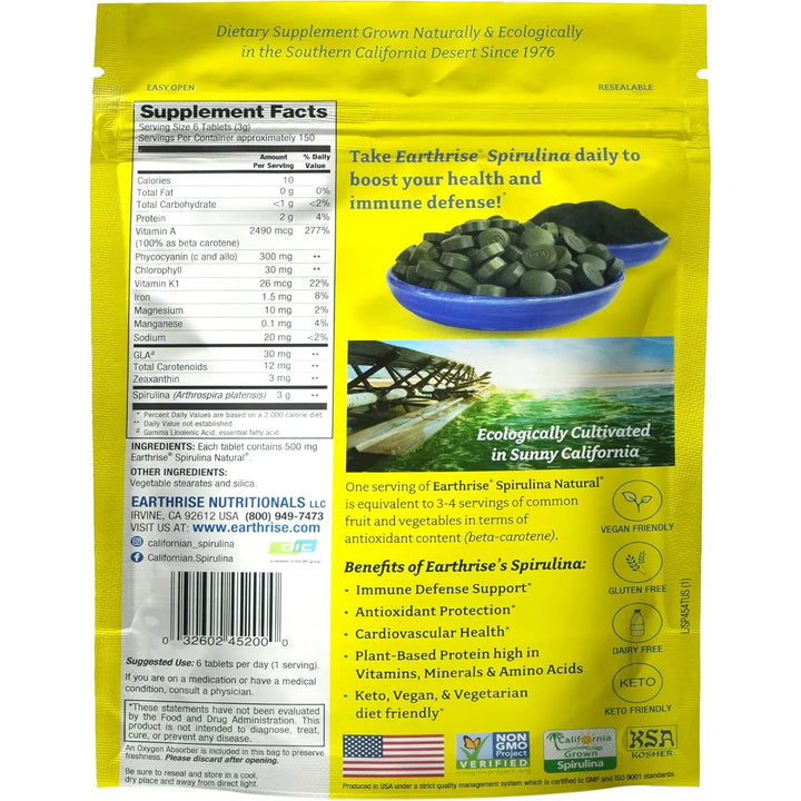 Espirulina Californiana Pura 500 Mg Alta En Vitaminas Minera - Imagen 2