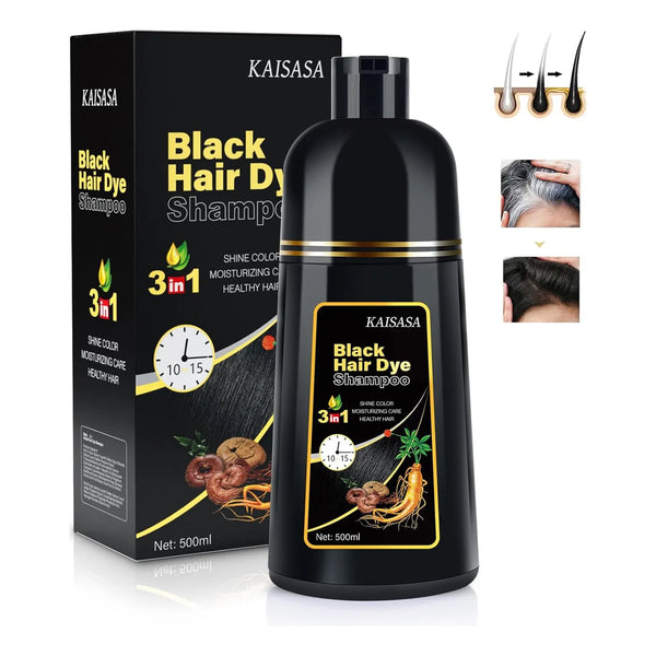 Tinte Negro 3 En 1 Cabello Gris Cobertura Instantanea Ingredientes Naturales