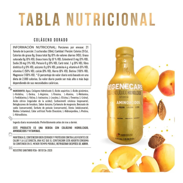 Colágeno Botella Dorado Durazno - Imagen 3