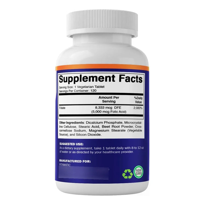 Ácido Fólico 5 Mg Paquete Triple 360 Tabletas De Vitamina B9 - Imagen 8
