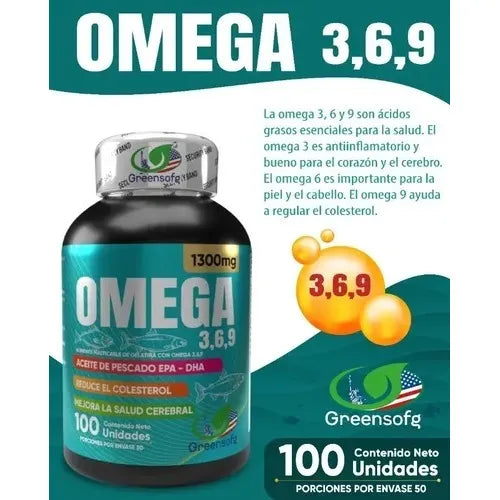 Omega 3-6-9 1300mg Greensofg | 100 Cápsulas Masticables | Reduce Colesterol, Apoya La Salud Cardiovascular Y Mejora Memoria Y Concentración - Imagen 6