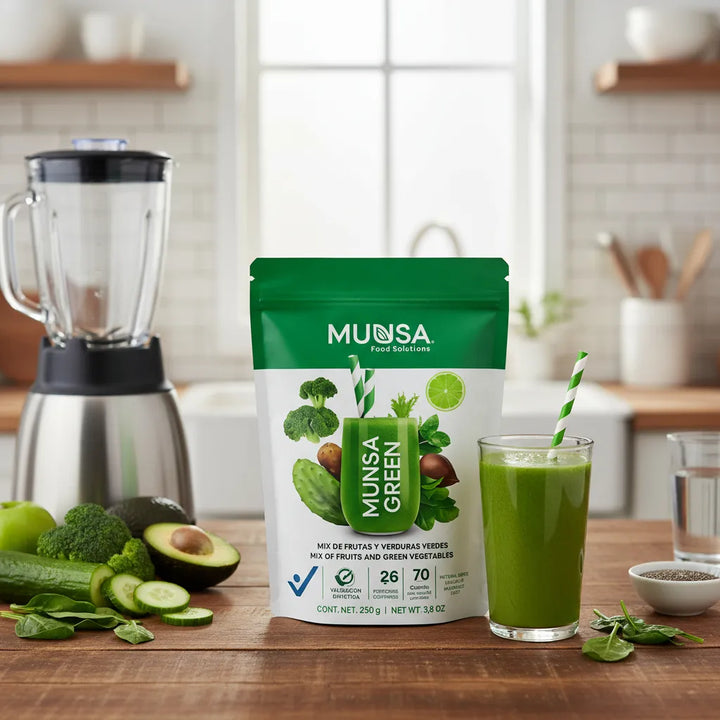Munsa Green Mix De Frutas Y Verduras Verdes 250g Con Nopal Espinaca Brócoli Jengibre Limón Superfood Vegano Prebióticos Suplemento Saludable - Imagen 7