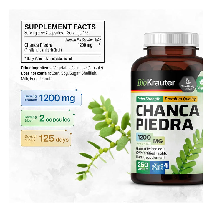 Cápsulas Chanca Piedra 1200 Mg 250 Unidades Limpieza Renal S - Imagen 3