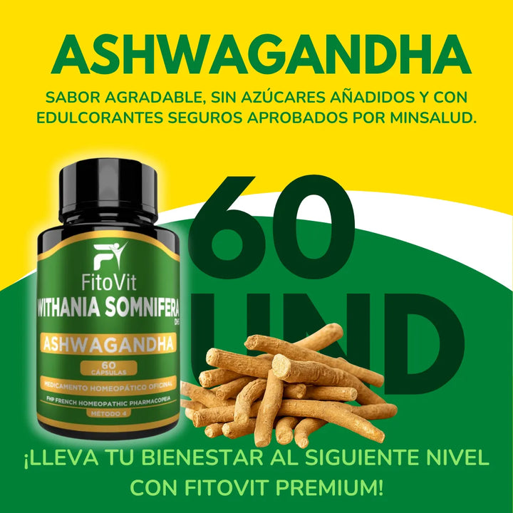 Ashwagandha Organica Y Pura 500mg Por Capsula Fitovit Original - Imagen 6