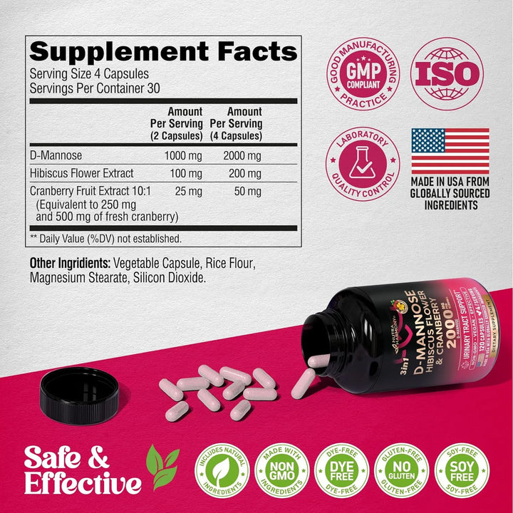 Cápsulas De D-mannose 2000 Mg Salud Tracto Urinario Apoyo Na - Imagen 8