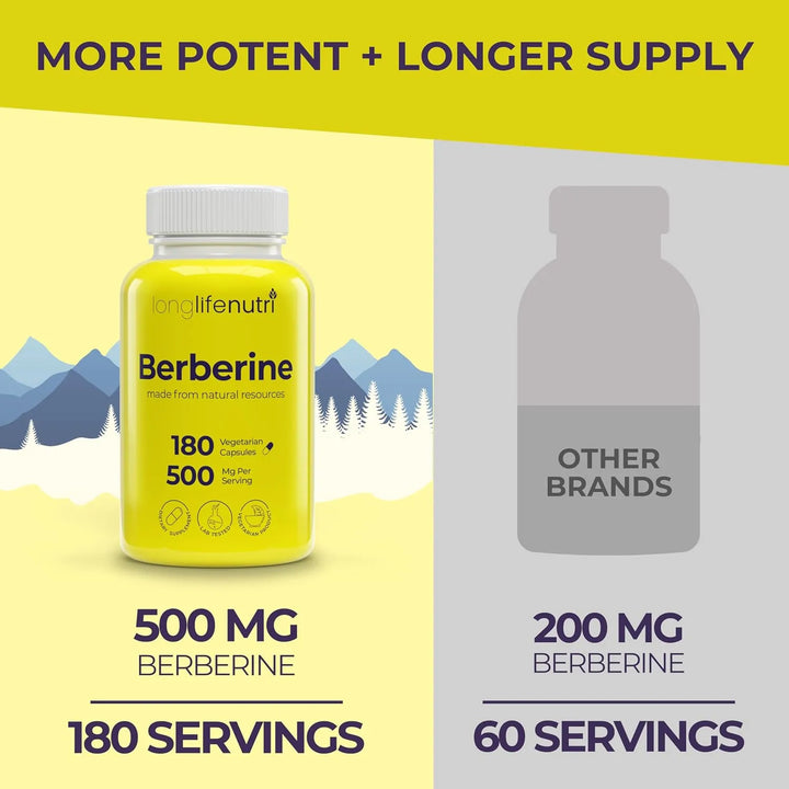 Berberina Hcl 500 Mg 180 Cápsulas Extracto Natural 1000 Mg P - Imagen 3