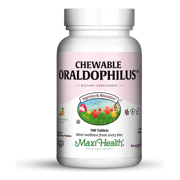 Probióticos Masticables Tropicales Sin Lácteos 100 Unidades Maxi Health Oraldophilus