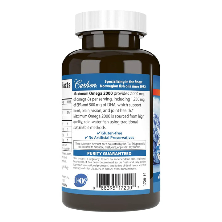 Carlson Maximum Omega 2000 Noruego 2000 Mg Omega 3 60 Cap - Imagen 3