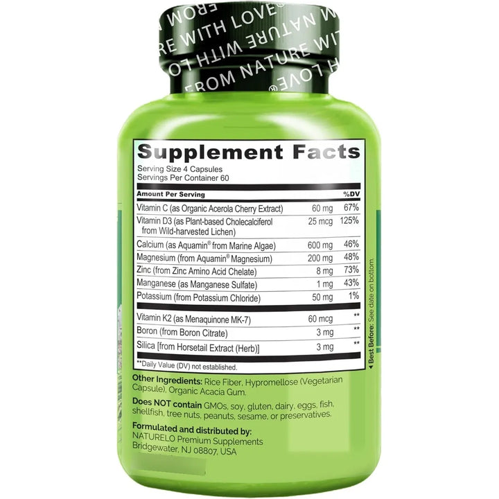 Calcio 600 Mg Vitamina C D3 K2 Magnesio Zinc 240 Cápsulas Na - Imagen 3