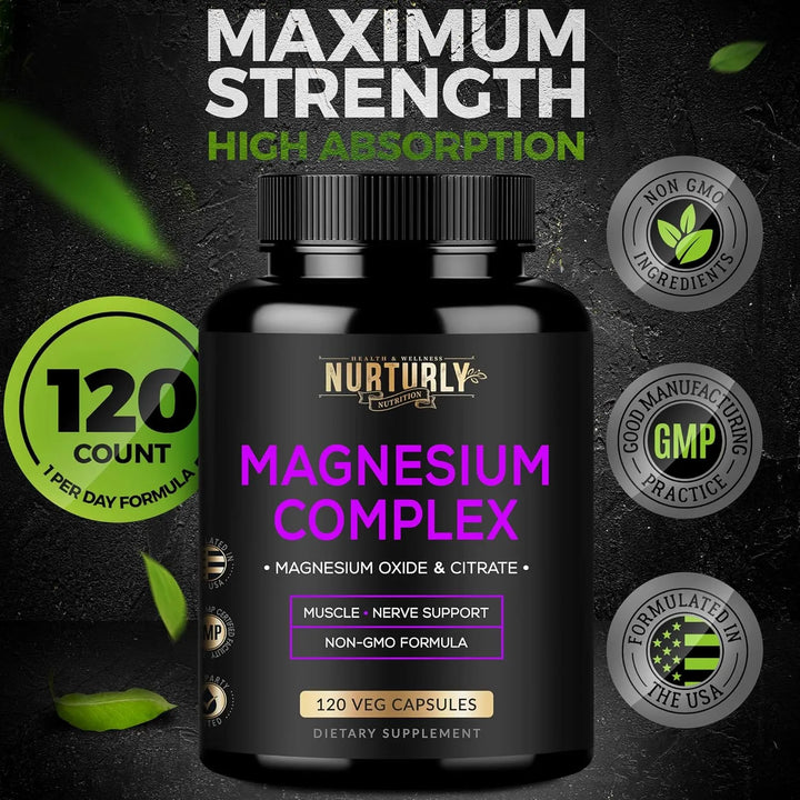 Magnesio Complex 500mg Óxido Y Citrato Óseo Muscular 120 Cap - Imagen 6
