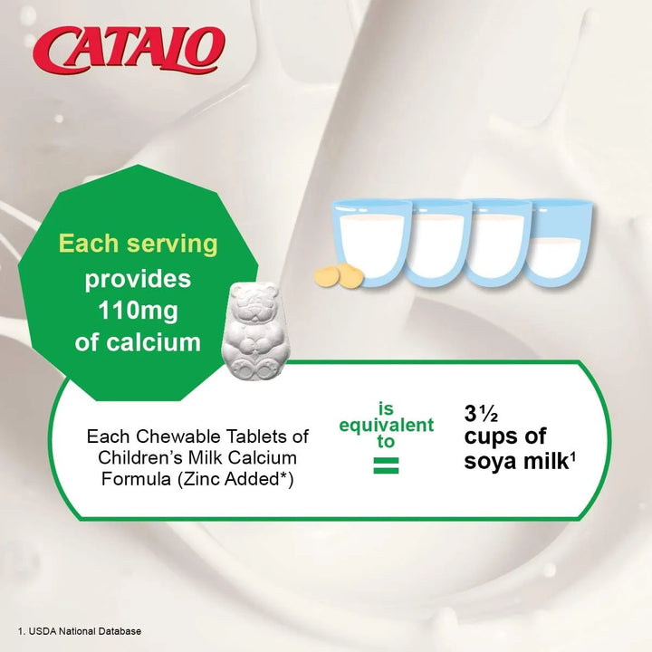 Calcio Leche Masticable Con Zinc 50 Tabletas Oso Crecimiento - Imagen 6