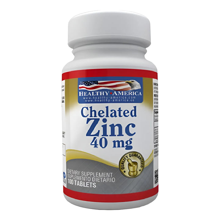 Chelated Zinc 40mg X 100 Tabletas - Healthy América Sin Sabor - Imagen 1