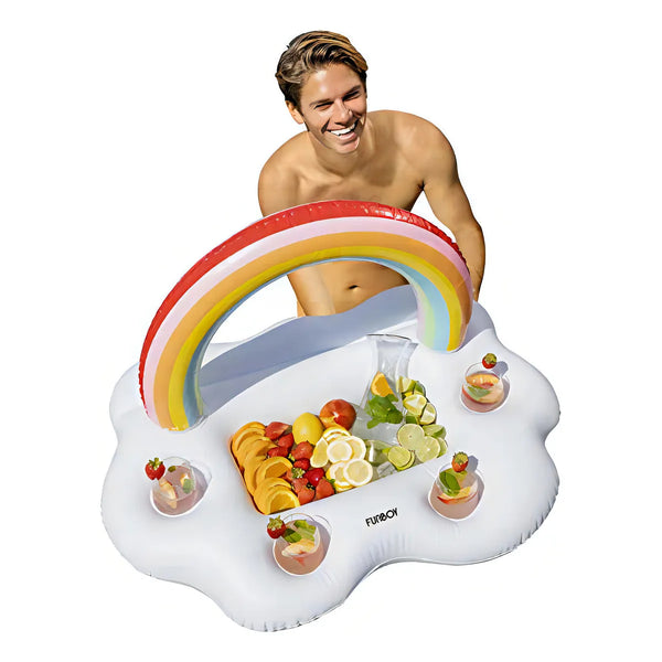 Soporte De Bebida Flotante Inflable Funboy Nube Arcoiris Para Piscina Y Playa