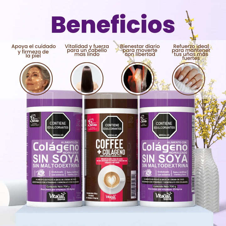 Kit Colágeno Hidrolizado Vainilla X2 Y Coffee Plus Vitaliah - Imagen 2