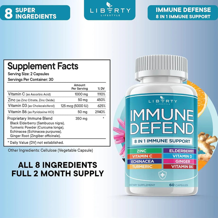 Cápsulas De Inmunidad 8 En 1 Con Equinácea Zinc 50 Mg Vitami - Imagen 6