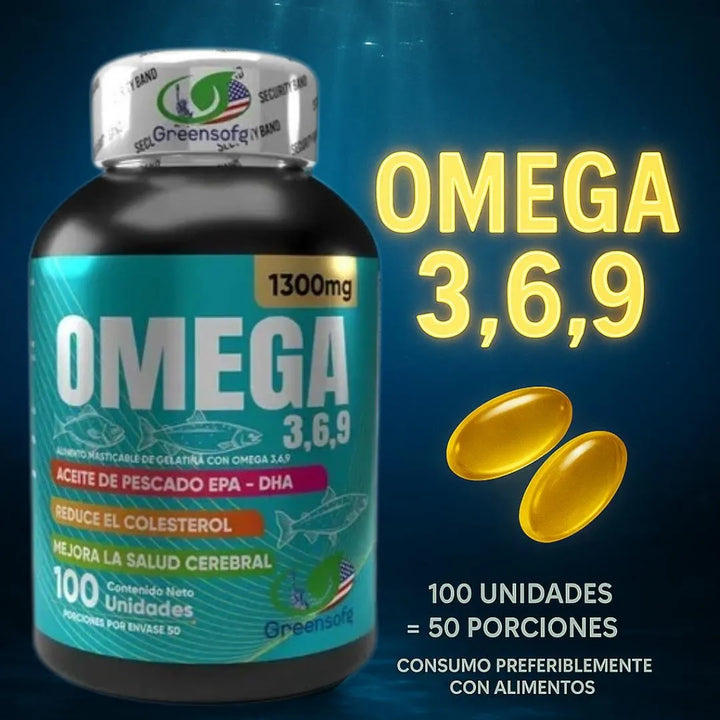 Omega 3-6-9 1300mg Greensofg | 100 Cápsulas Masticables | Reduce Colesterol, Apoya La Salud Cardiovascular Y Mejora Memoria Y Concentración - Imagen 4