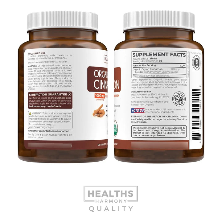 Canela Orgánica Ceilán 1000 Mg 60 Tabletas Apoyo Metabólico - Imagen 7