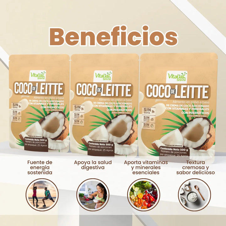 Kit Leche De Coco En Polvo Vitaliah 500g X3 - Imagen 2