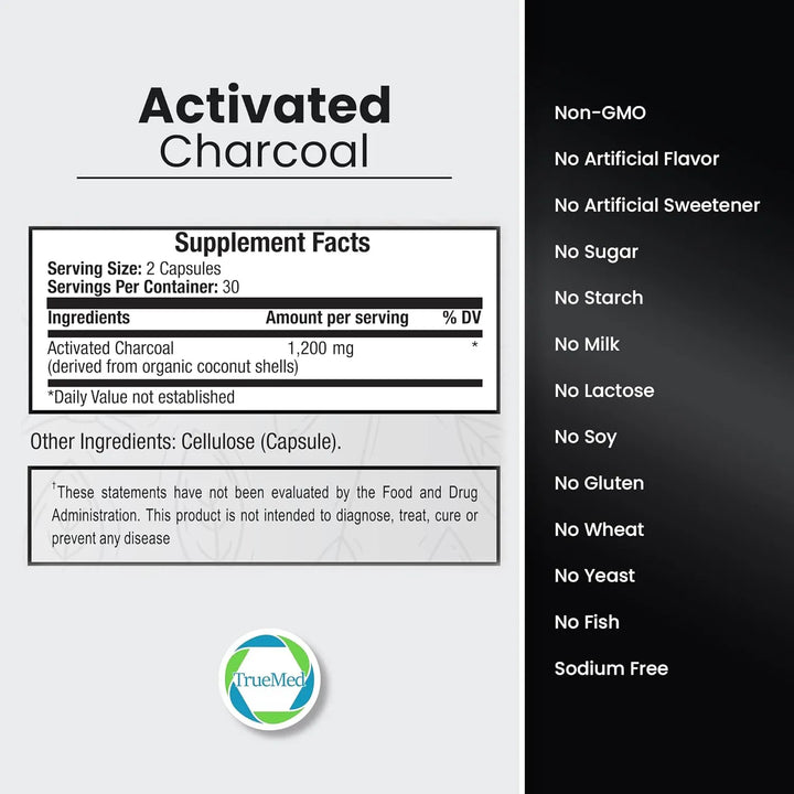 Cápsulas De Carbón Activado De Cáscara De Coco 1200 Mg 60 Un - Imagen 3