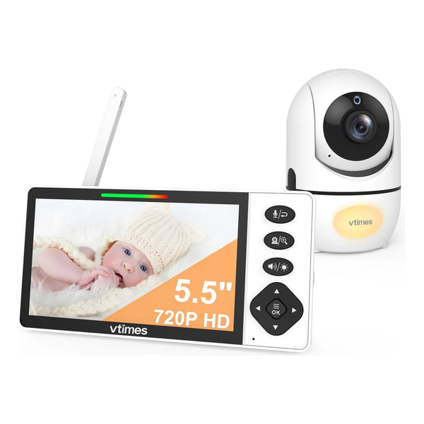Monitor De Bebé Cámara Audio Pantalla HD 720p 5.5 Pulgadas Sin WiFi Visión Nocturna