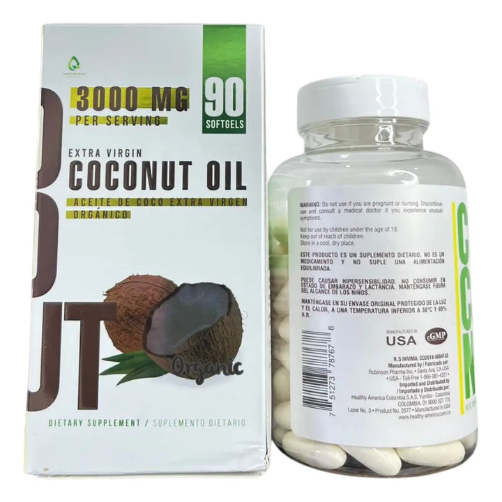 Coconut Oil 3000mg 90 Softgels Coco Suave - Imagen 4