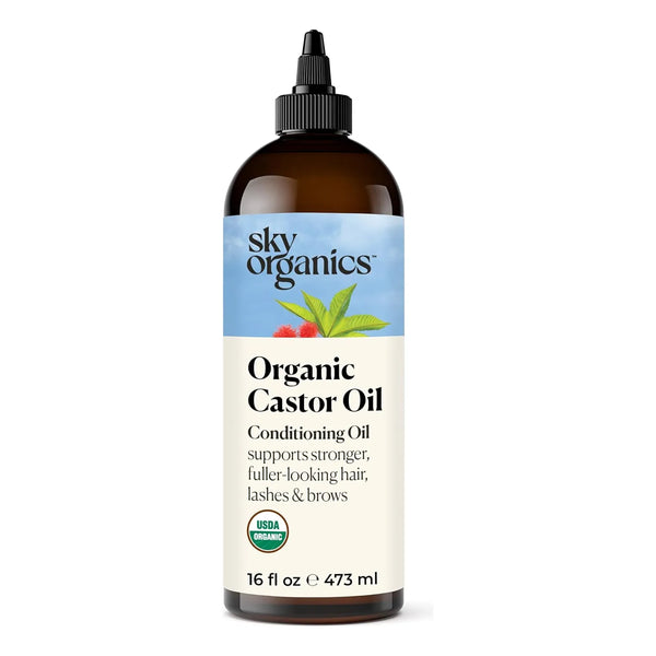 Aceite De Ricino Orgánico Prensado En Frío 100 Puro Para Cabello Piel Y Pestañas 16 Oz
