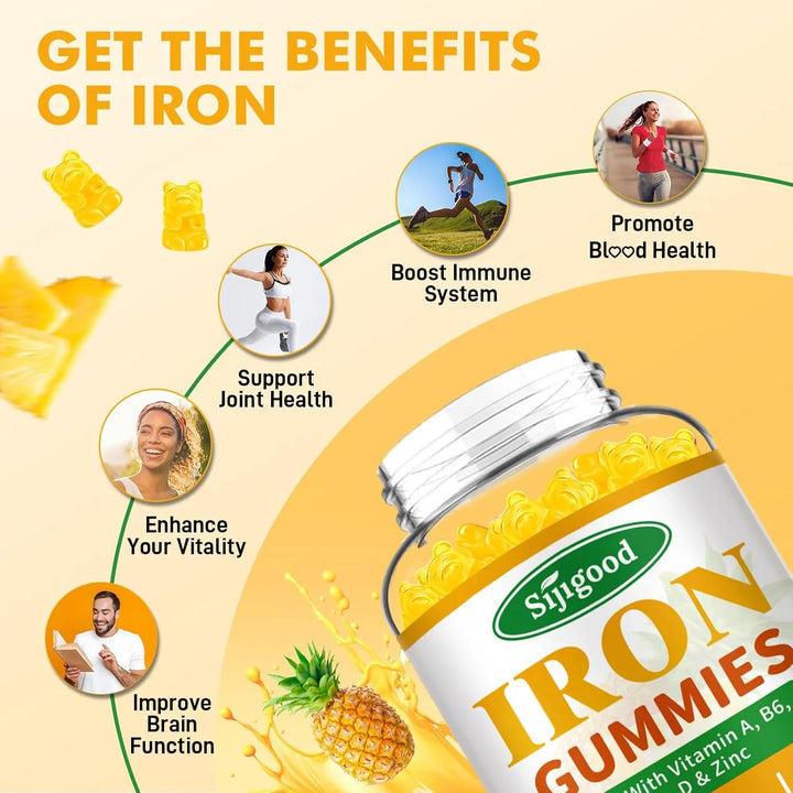 Gomitas De Hierro Sabor Piña 120 Unidades Con Vitaminas A C - Imagen 3