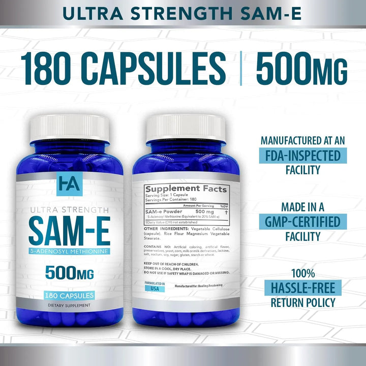Cápsulas Sam-e 500 Mg 180 Unidades Potenciadoras Del Ánimo Y - Imagen 5