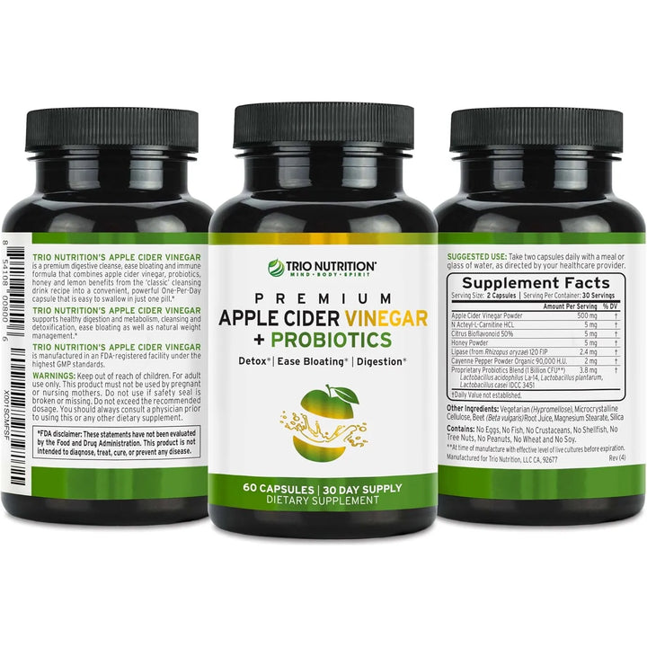 Cápsulas De Vinagre De Sidra De Manzana Natural Crudo Apoyo - Imagen 2