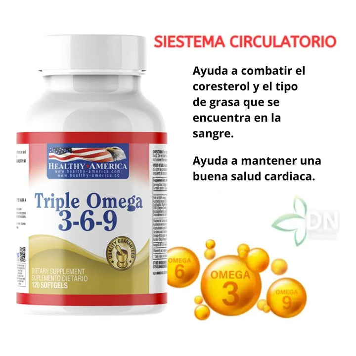Triple Omega 3 6 9 X 120 Sg Healthy America - Imagen 4