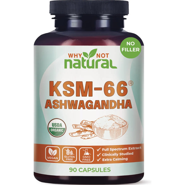 Cápsulas Orgánicas KSM 66 Ashwagandha 600 Mg Reduce Estrés Mejora Enfoque Y Energía