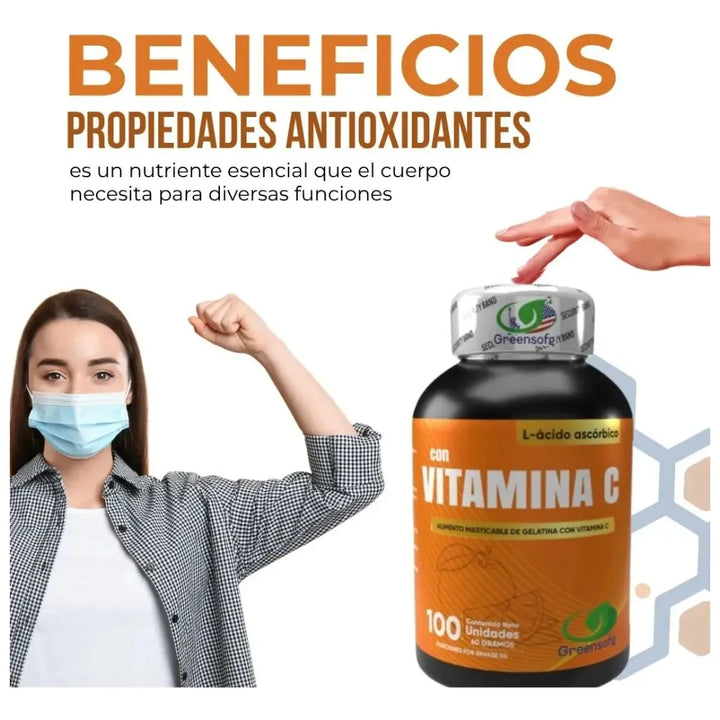 Vitamina C Americana Capsulas- Acido Ascorbico Alta Potencia 1000mg - Imagen 7