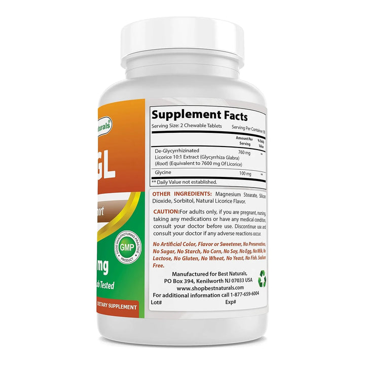 Dgl 380 Mg Masticable Inmune Best Naturals 180 Tabletas - Imagen 5