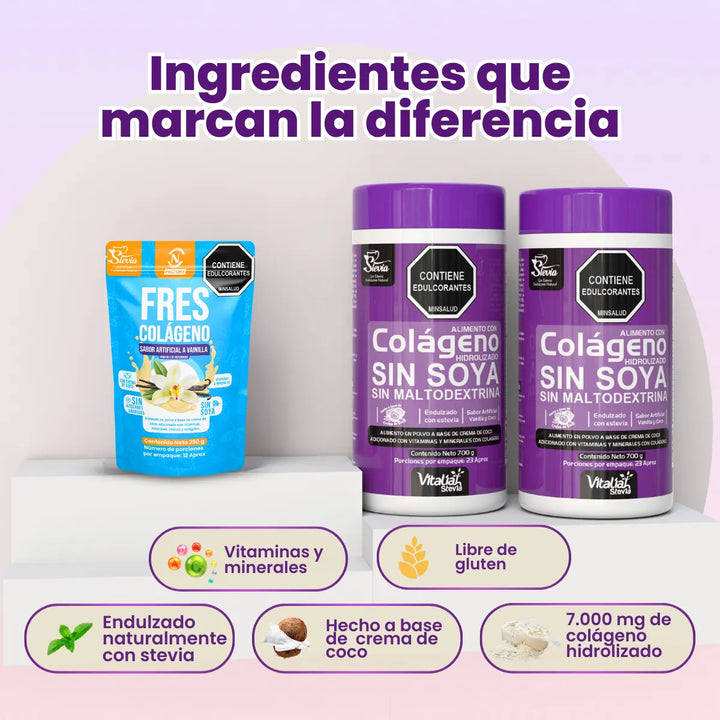 Kit Colágeno Hidrolizado Vitaliah Vainilla X2 + Doypack Vainilla Nf - Imagen 5